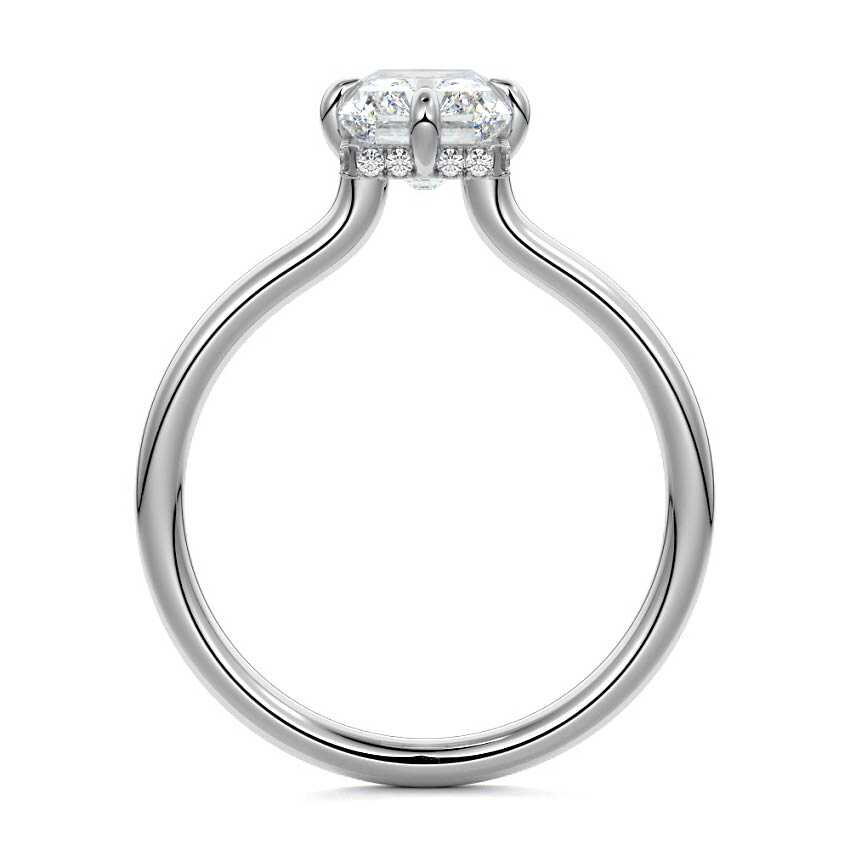 Platinum Radiant Diamond Solitaire Engagement Ring with Hidden Halo