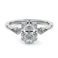 Silver Three-Stone Oval Diamond Engagement Ring with Kite Side Stones