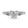 Platinum Three-Stone Heart Diamond Engagement Ring with Kite Side Stones