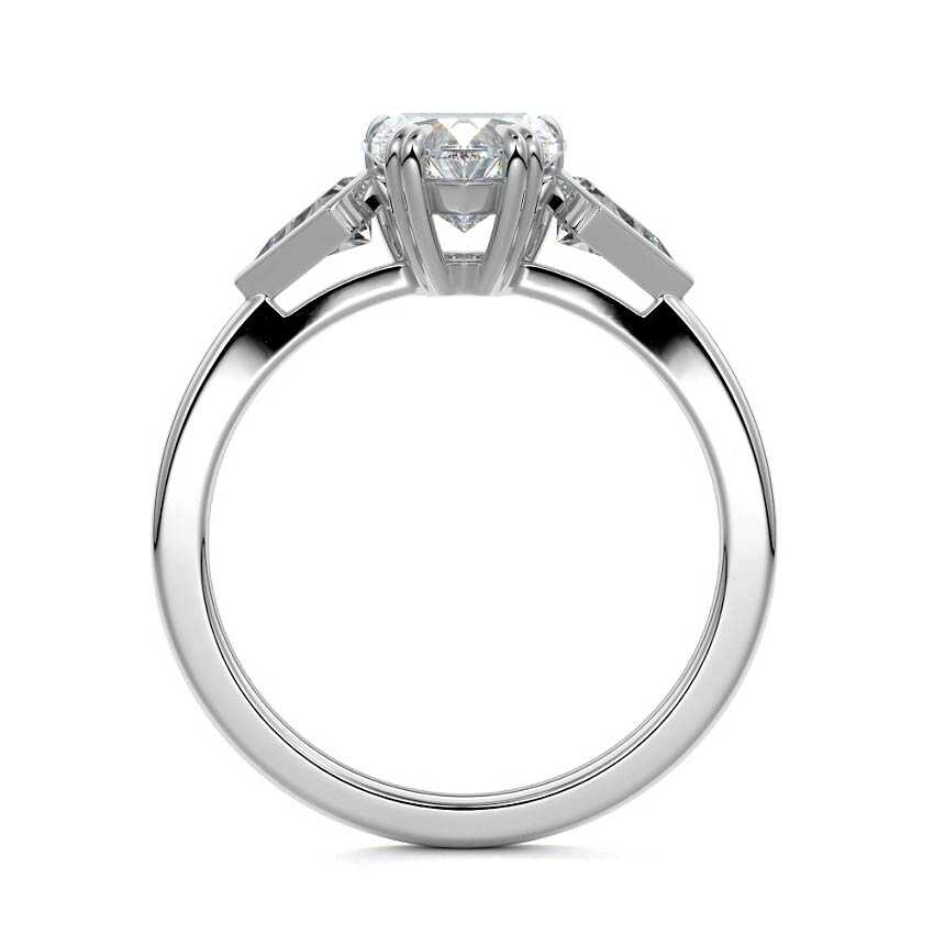 Platinum Three-Stone Heart Diamond Engagement Ring with Kite Side Stones