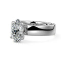 White gold Pear Diamond Solitaire Engagement Ring with Wide Band