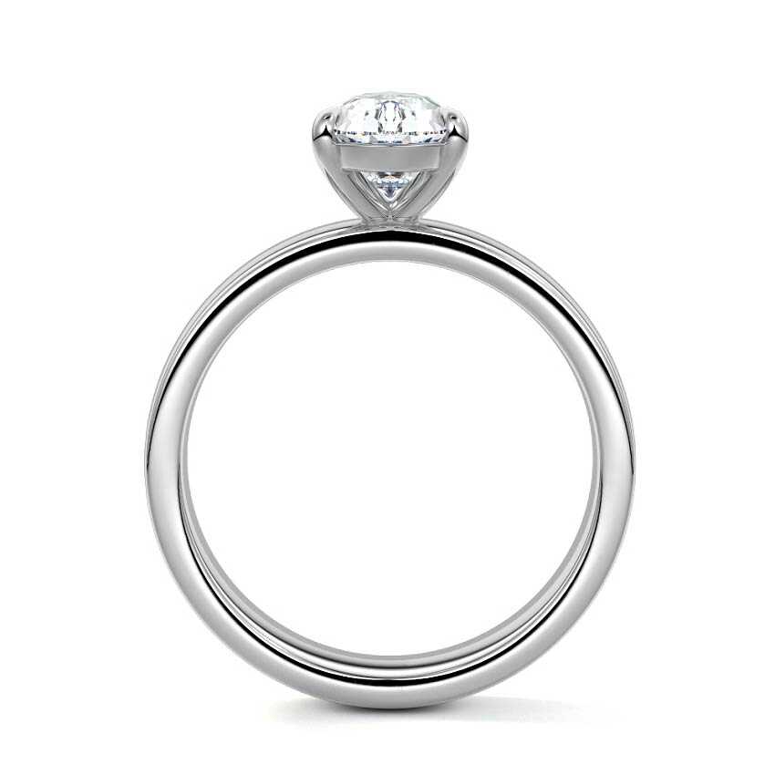 White gold Pear Diamond Solitaire Engagement Ring with Wide Band
