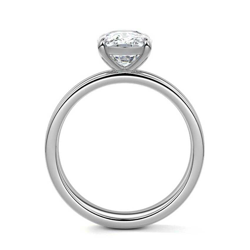 Platinum Cushion Diamond Solitaire Engagement Ring with Wide Band