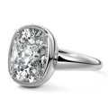 Silver Cushion Diamond Bezel Setting Solitaire Engagement Ring