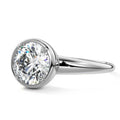 Platinum Round Diamond Bezel Setting Solitaire Engagement Ring 