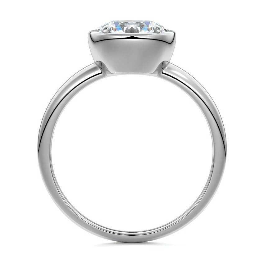 Platinum Round Diamond Bezel Setting Solitaire Engagement Ring