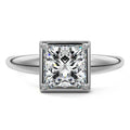 Platinum Princess Diamond Bezel Setting Solitaire Engagement Ring