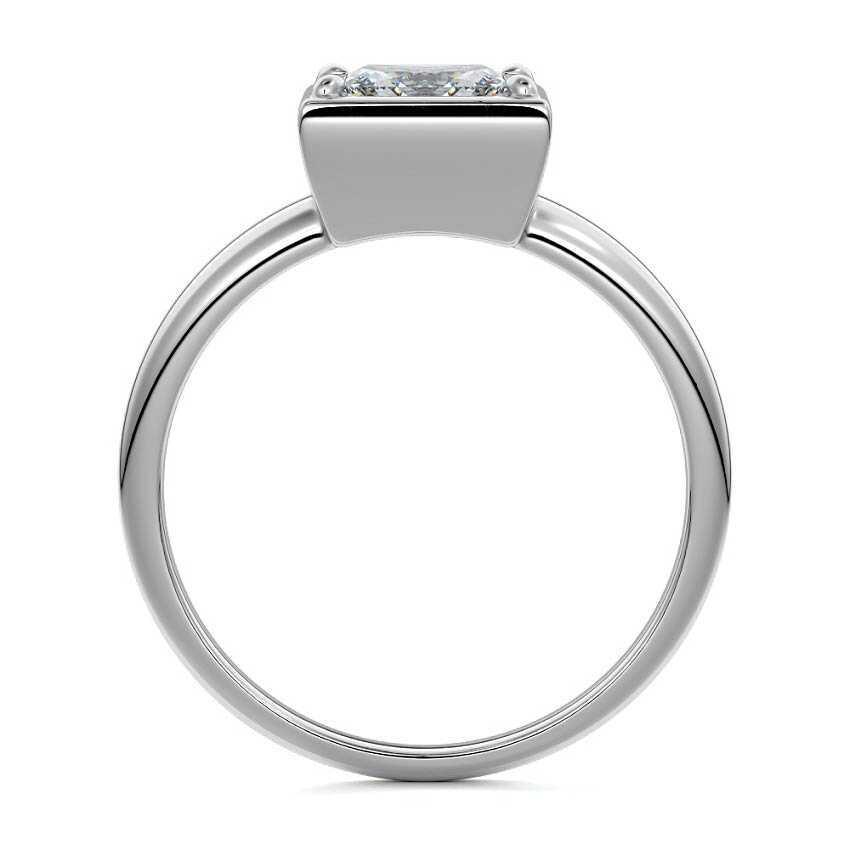 Platinum Princess Diamond Bezel Setting Solitaire Engagement Ring