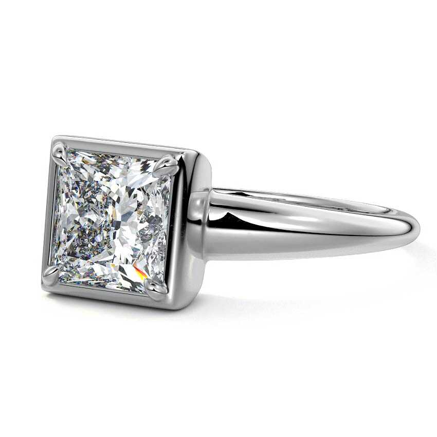 Platinum Princess Diamond Bezel Setting Solitaire Engagement Ring