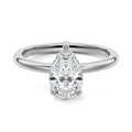 Silver Pear Diamond Solitaire Engagement Ring