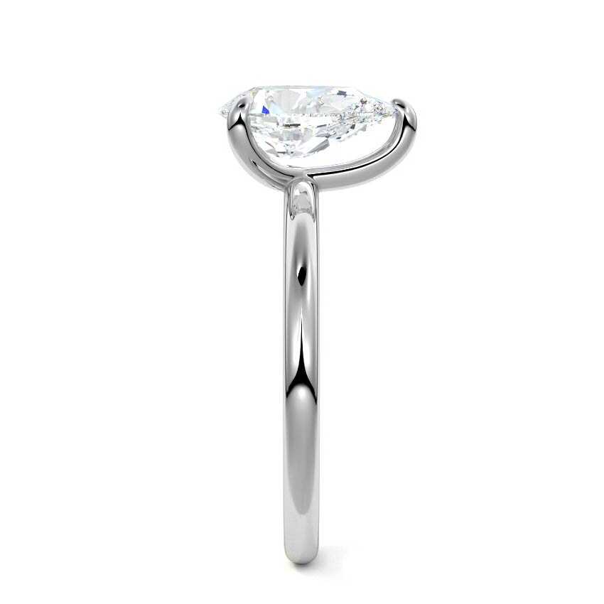 Silver Pear Diamond Solitaire Engagement Ring