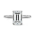 Silver Emerald Diamond Solitaire Engagement Ring