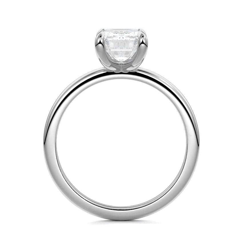 Silver Emerald Diamond Solitaire Engagement Ring