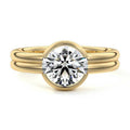 Yellow gold Round Diamond Solitaire Engagement Ring with Double Band and Bezel Setting