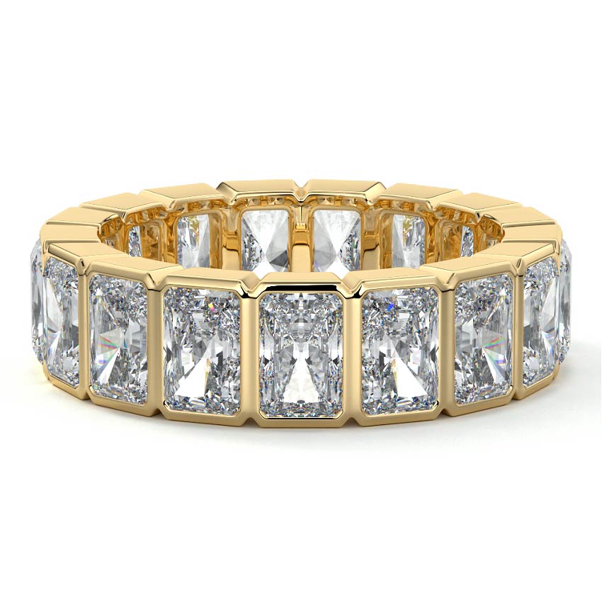 Yellow gold Radiant Bezel Diamond Eternity Band