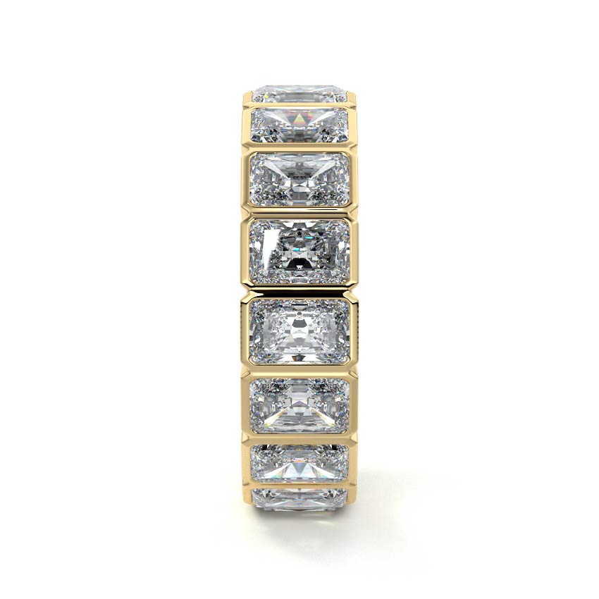 Yellow gold Radiant Bezel Diamond Eternity Band