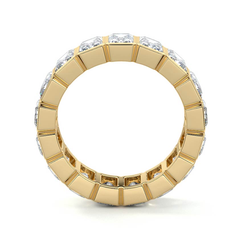 Yellow gold Radiant Bezel Diamond Eternity Band