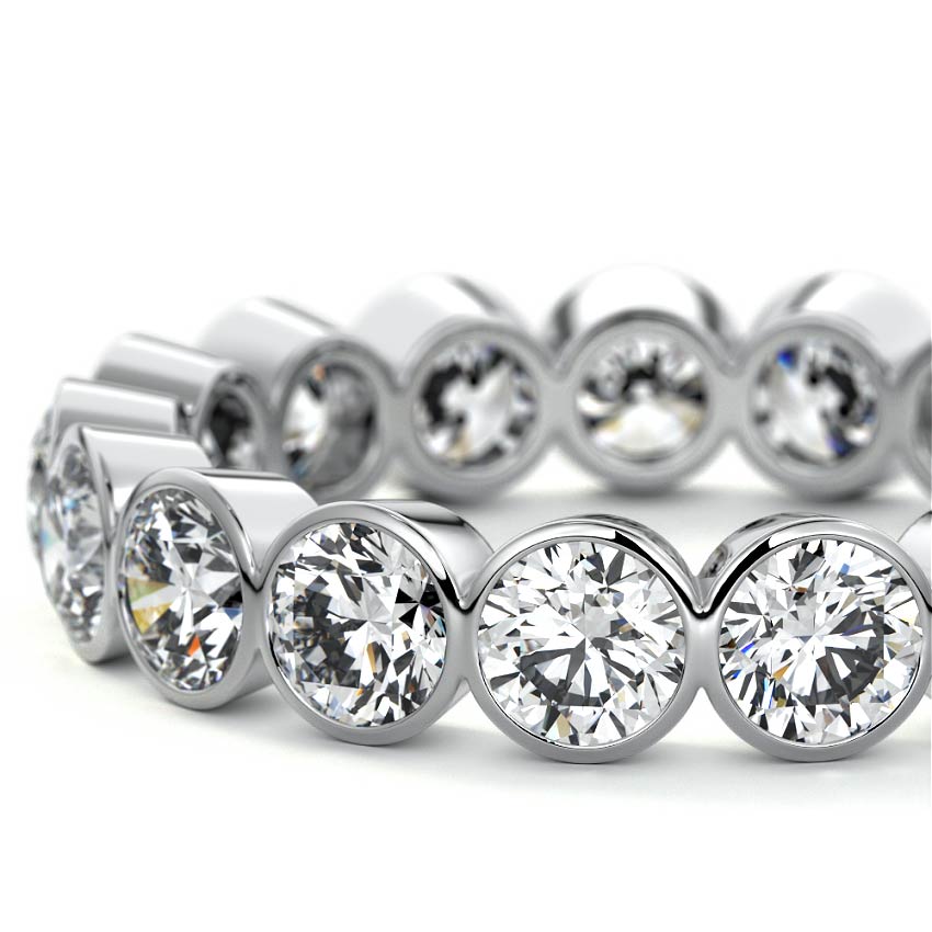 White gold Round Bezel Diamond Eternity Band