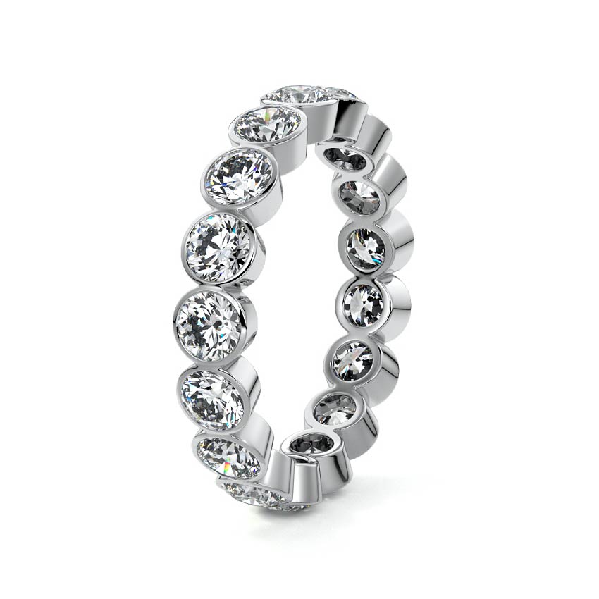 White gold Round Bezel Diamond Eternity Band