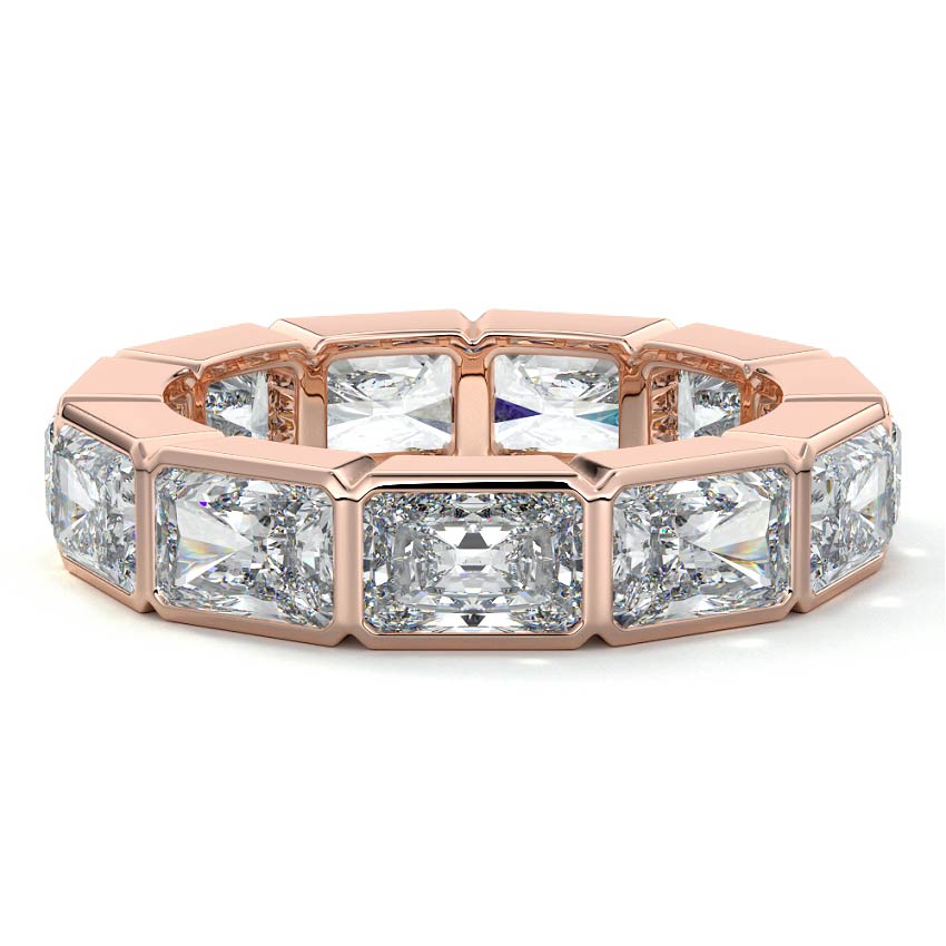 Rose gold Radiant Diamond Full Eternity Band with Bezel Setting