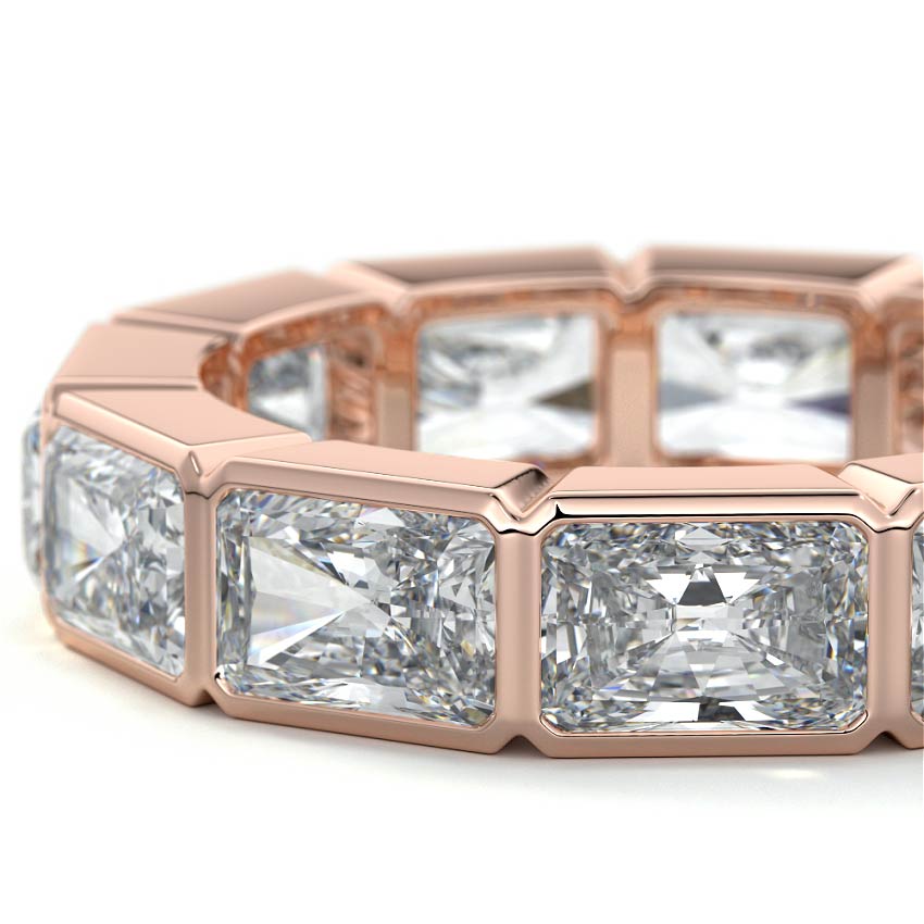 Rose gold Radiant Diamond Full Eternity Band with Bezel Setting