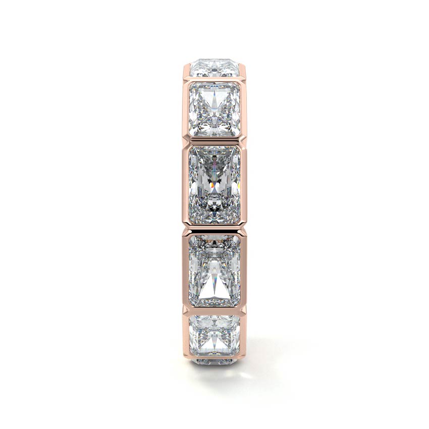 Rose gold Radiant Diamond Full Eternity Band with Bezel Setting