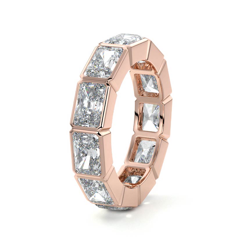 Rose gold Radiant Diamond Full Eternity Band with Bezel Setting
