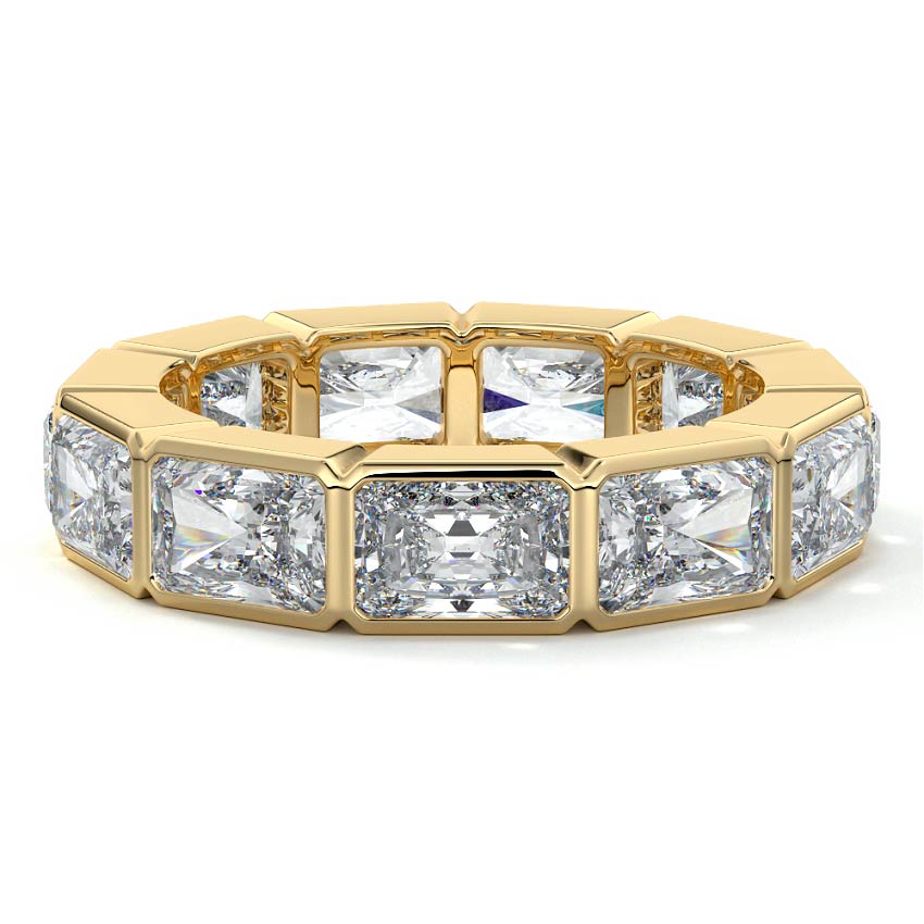 Yellow gold Radiant Diamond Full Eternity Band with Bezel Setting