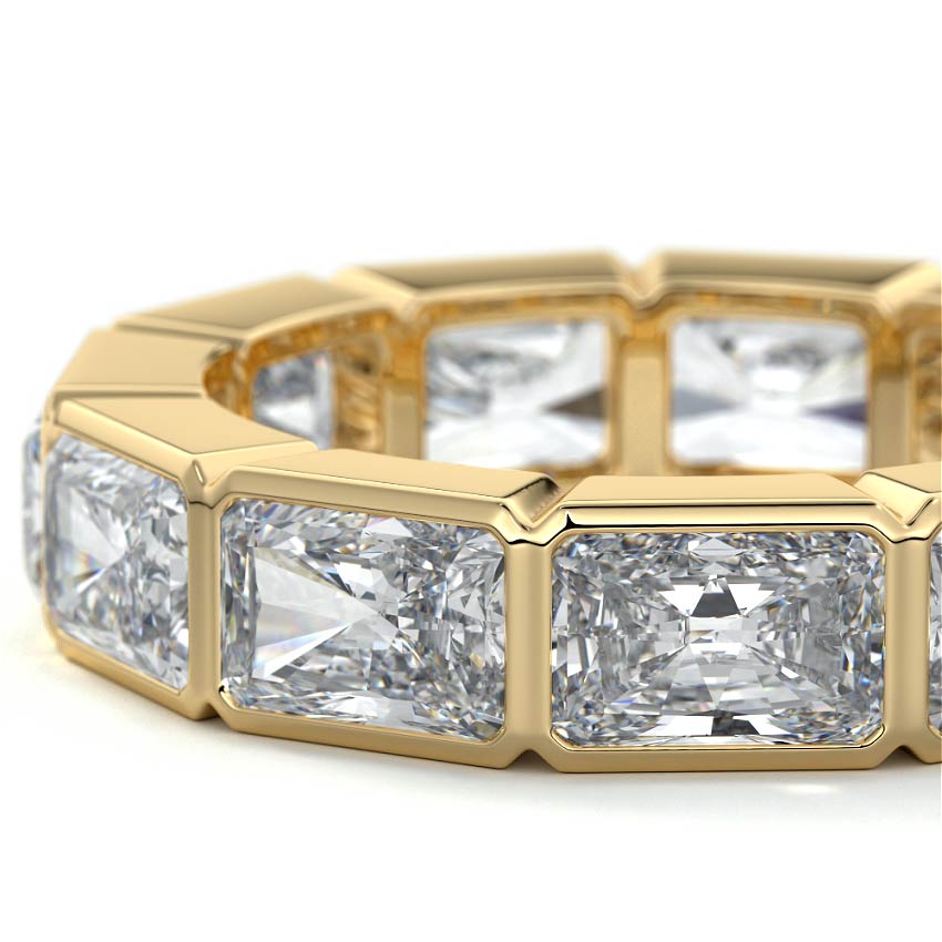 Yellow gold Radiant Diamond Full Eternity Band with Bezel Setting