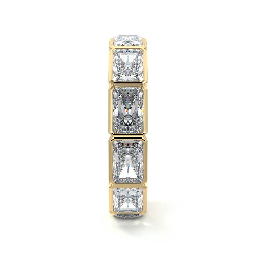 Yellow gold Radiant Diamond Full Eternity Band with Bezel Setting