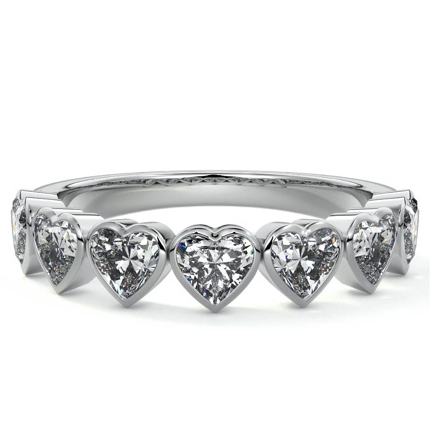 White gold Heart Half Bezel Diamond Eternity Band
