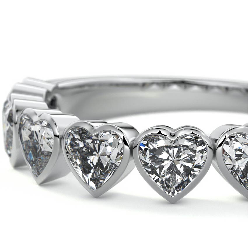 White gold Heart Half Bezel Diamond Eternity Band
