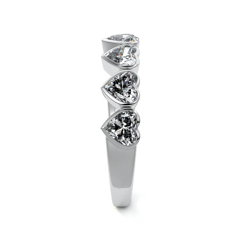 White gold Heart Half Bezel Diamond Eternity Band