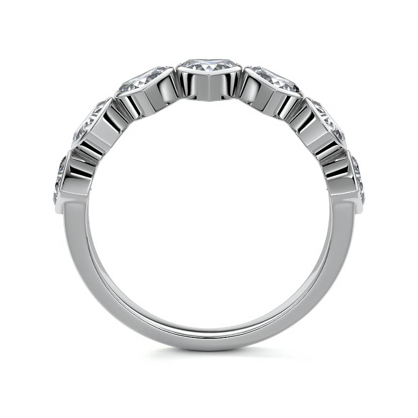 White gold Heart Half Bezel Diamond Eternity Band
