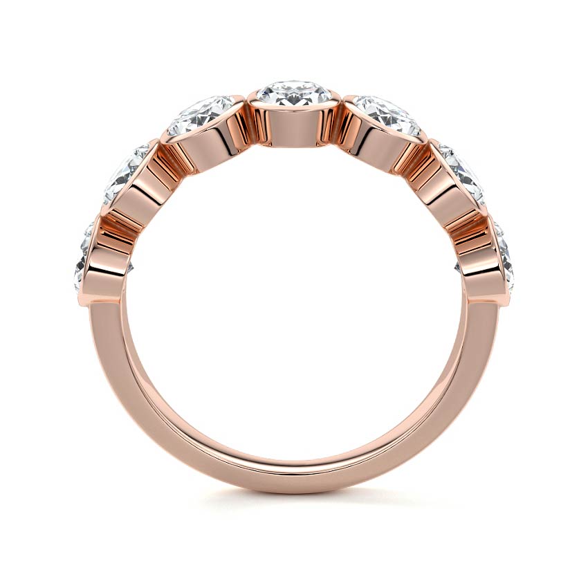 Rose gold Oval Cut Diamond Half Eternity Band with Bezel Setting