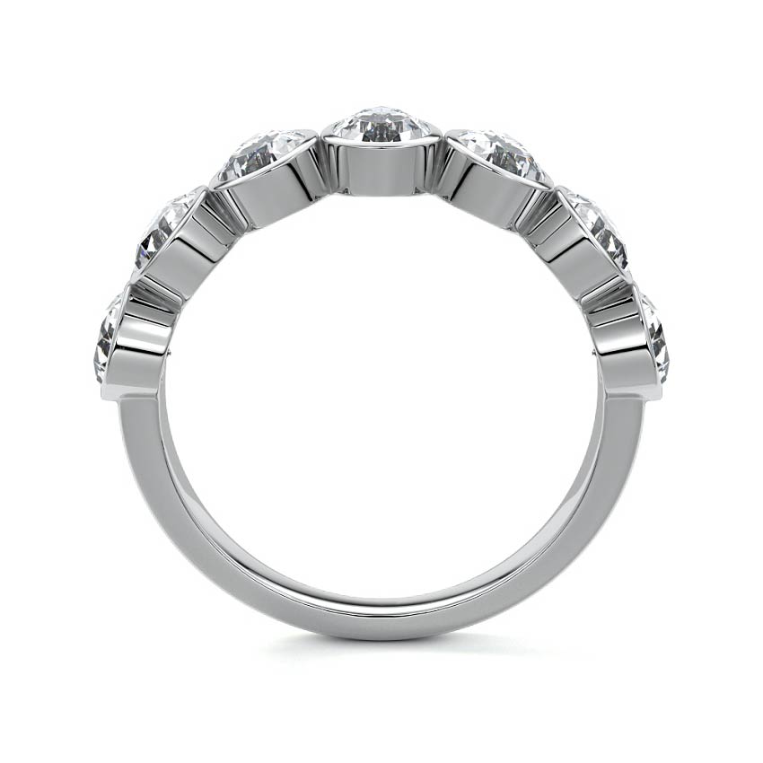 White gold Pear Cut Diamond Half Eternity Band with Bezel Setting