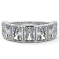 Silver Radiant Diamond Half Eternity Bezel Wedding Band