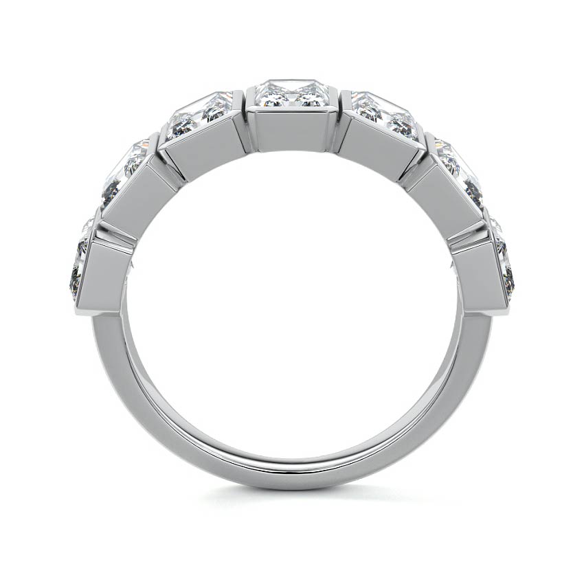 Silver Radiant Diamond Half Eternity Bezel Wedding Band