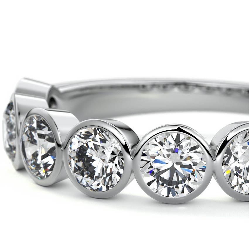 Platinum Round Diamond Half Eternity Bezel Wedding Band