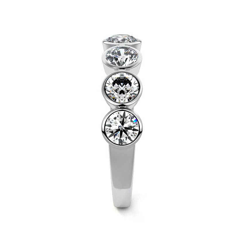 Platinum Round Diamond Half Eternity Bezel Wedding Band