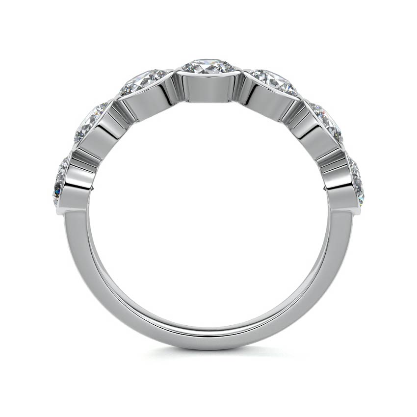 Platinum Round Diamond Half Eternity Bezel Wedding Band