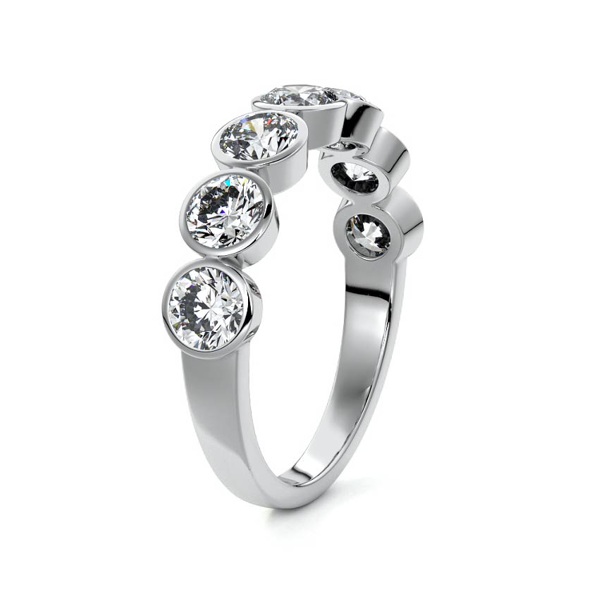 Platinum Round Diamond Half Eternity Bezel Wedding Band