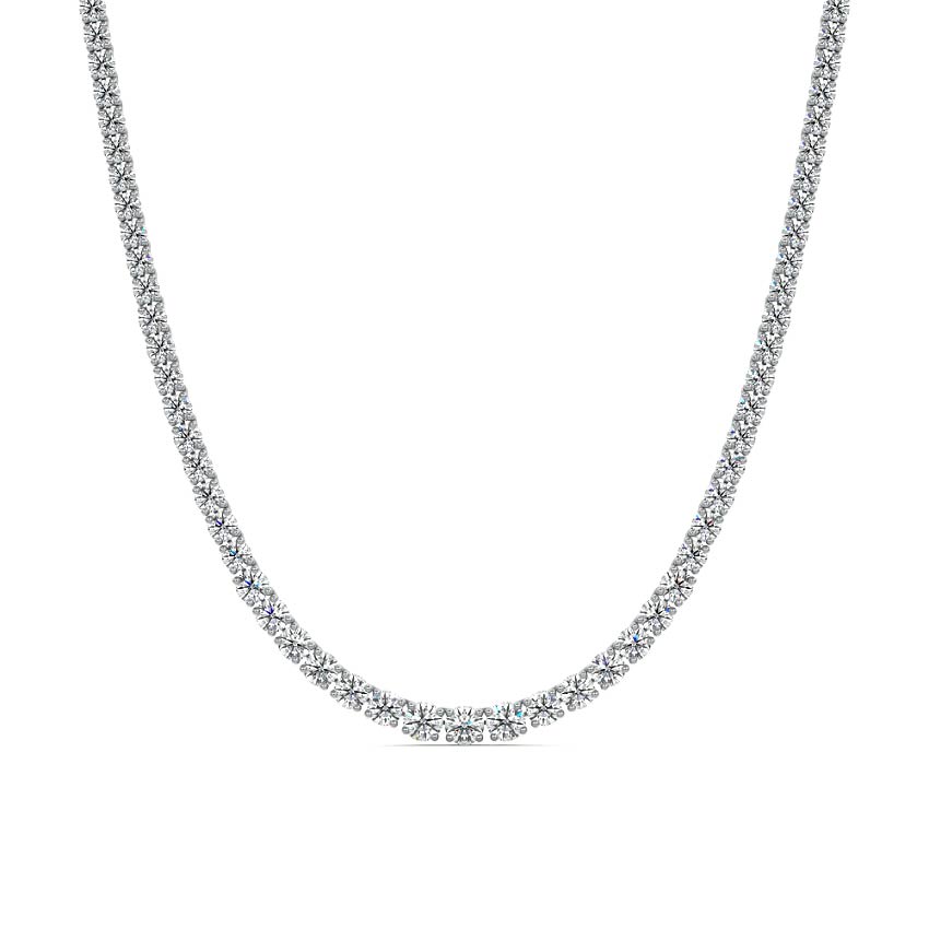 Platinum Round Diamond Tennis Necklace