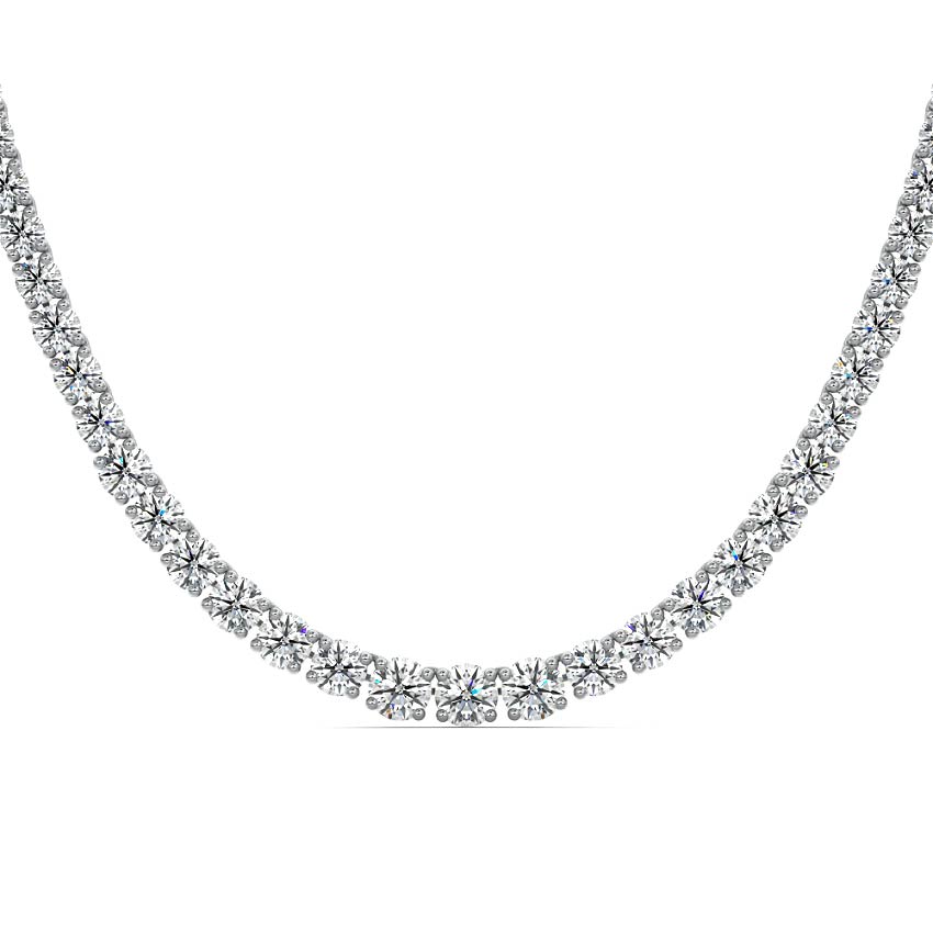 Platinum Round Diamond Tennis Necklace
