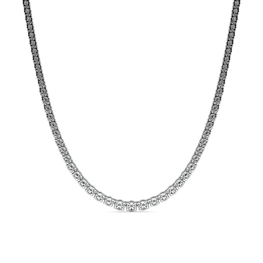 Platinum Round Diamond Tennis Necklace