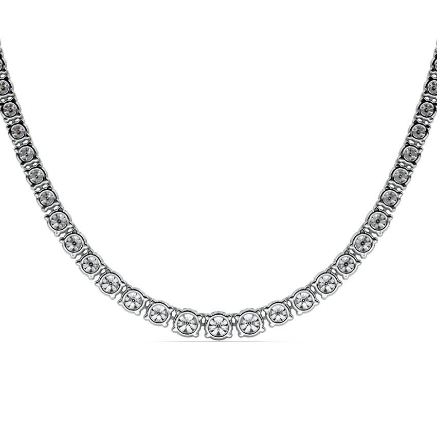 Platinum Round Diamond Tennis Necklace