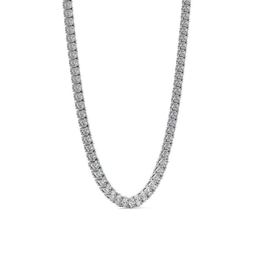 Platinum Round Diamond Tennis Necklace
