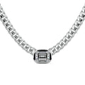 Silver Emerald Cut Diamond Cuban Link Chain Necklace