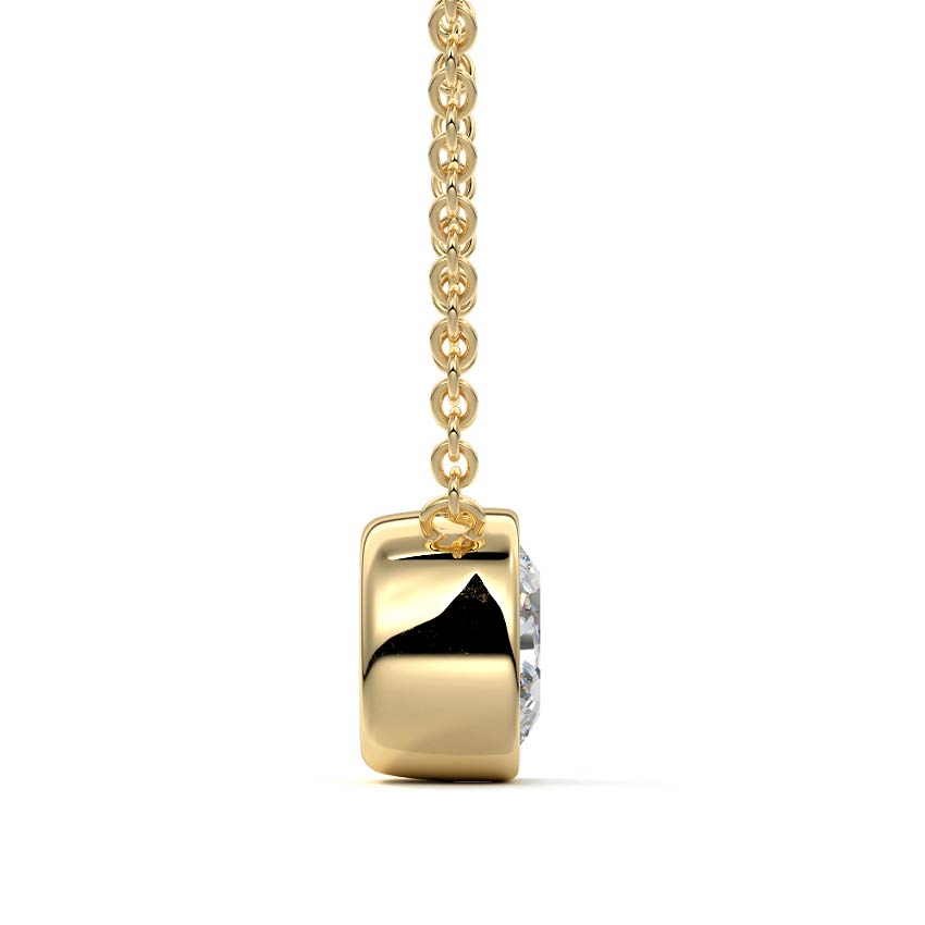 Yellow gold Cushion Bezel Diamond Pendant