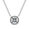 White gold Cushion Bezel Diamond Pendant